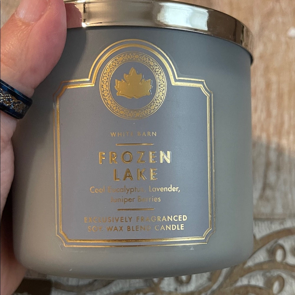 White Barn Frozen Lake Candle in Gray and Gold